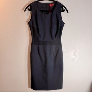 HUGO BOSS Sz 2 Dress Lined Textured Zipper Closure Round Neck NEW W/ TAG Navy